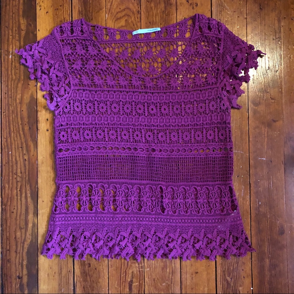 Maurices Cranberry Lace Overlay Top